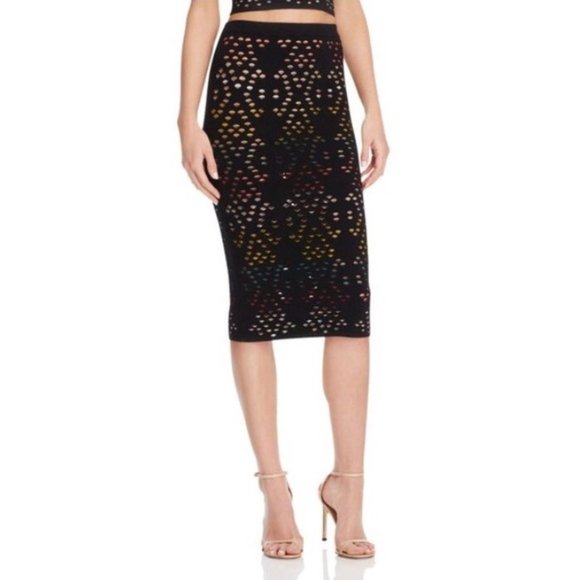 Alice + Olivia Ani Laser-Cut Multicolor Pencil Skirt XS
